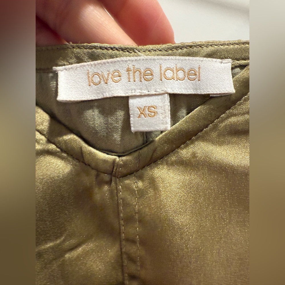 Love The Label Anthropologie Sleeveless Utility Satin Green Midi Dress Size XS - Picture 11 of 13